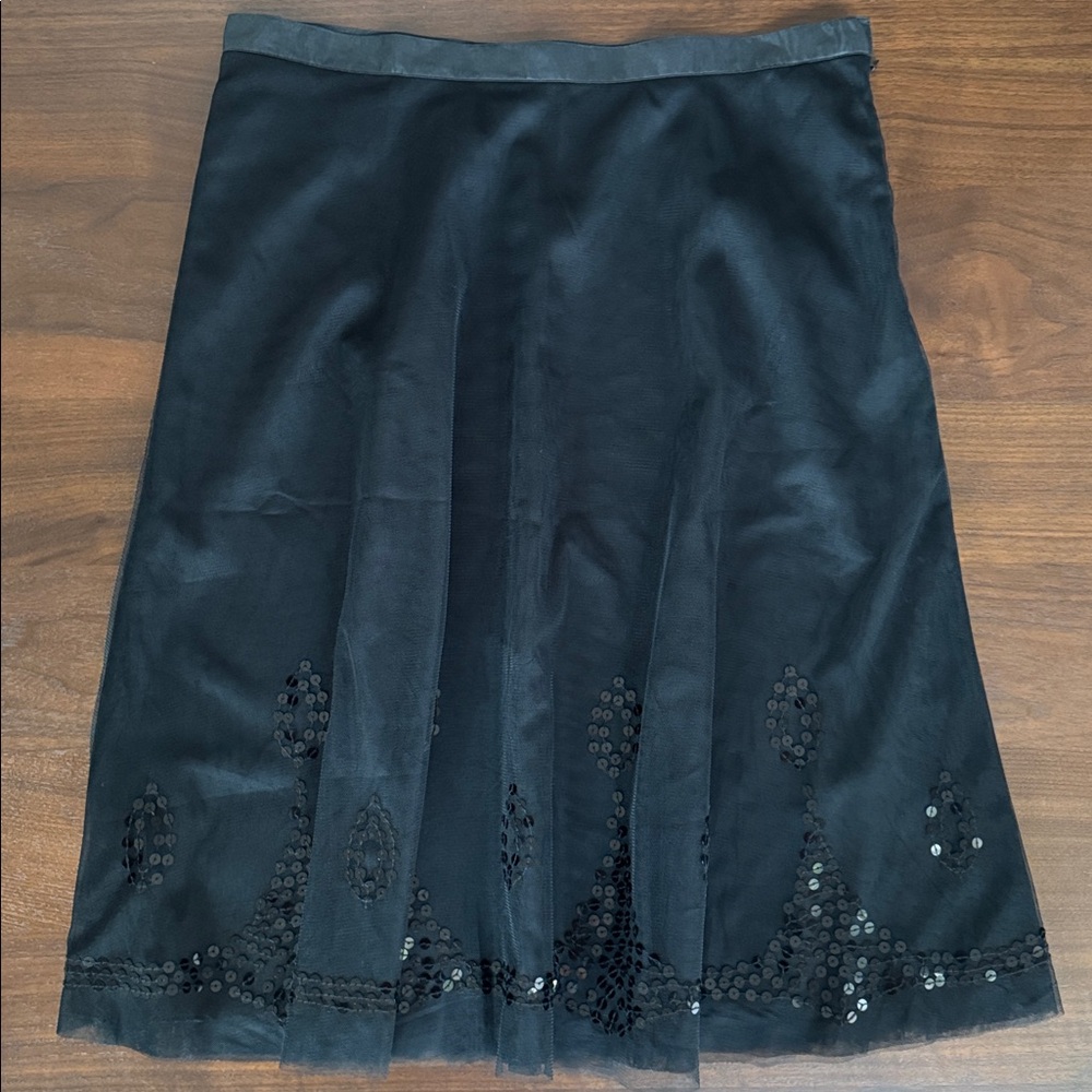 OLD NAVY SKIRT Low Waist FULLY LINED TULLE SEQUIN MIDI A-LINE 8 Black 495913